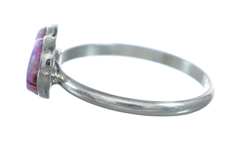 Zuni Native American Pink Opal Heart Sterling Silver Ring Size 5-1/2 NX11745